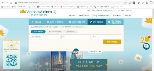 Các bước chi tiết check in online Vietnam Airlines