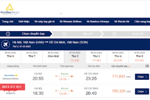 Check giá vé máy bay nhanh nhất tại HoaBinh Airlines