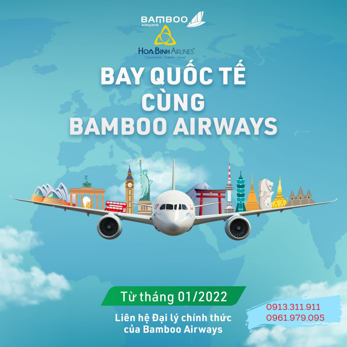 Từ tháng 1/2022, Bamboo Airways tăng cường khai thác loạt đường bay quốc tế 