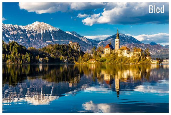 Thị trấn Bled nằm ở phía Tây Bắc Slovenia. 