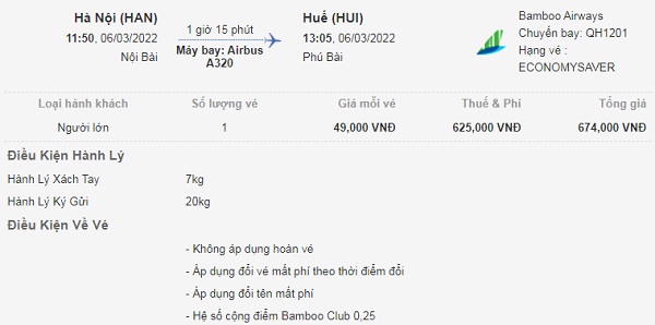 Vé máy bay Hà Nội - Huế giá rẻ tháng 3