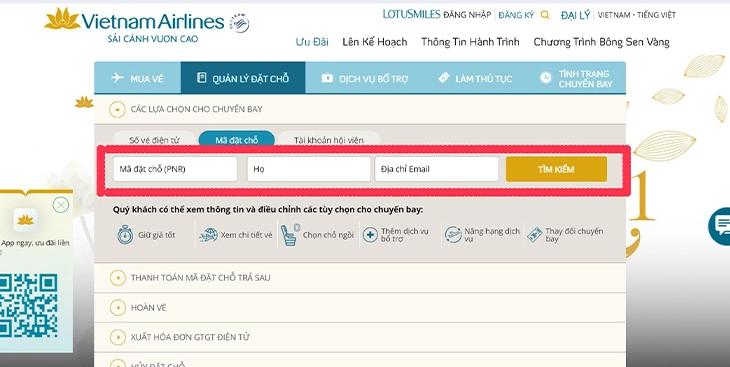 Mã code vé Vietnam Airlines  