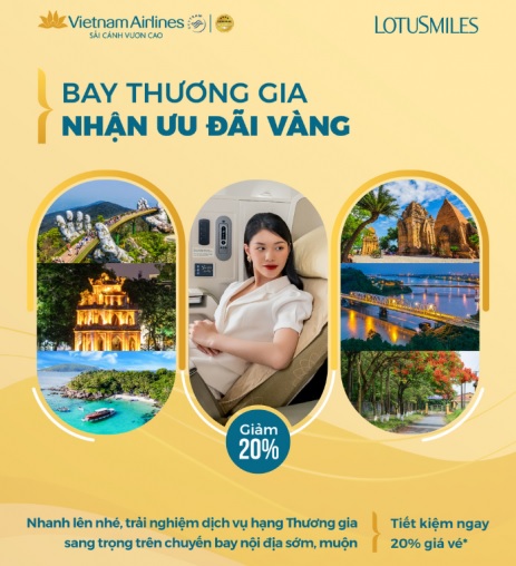 Ưu đãi giảm giá khi đặt trước vé hạng thương gia của Vietnam Airlines