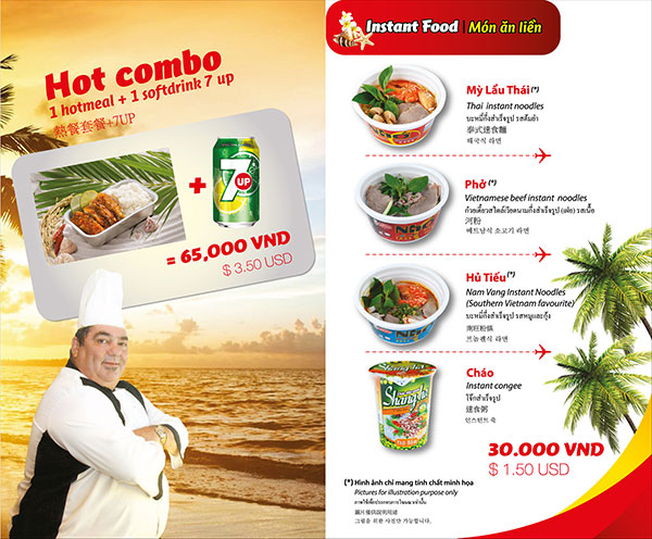Hành khách mua vé Vietjet hạng thường có nhu cầu gọi món ăn trên menu của hãng sẽ phải trả tiền