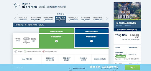 Kiểm tra giá vé máy bay Bamboo Airways