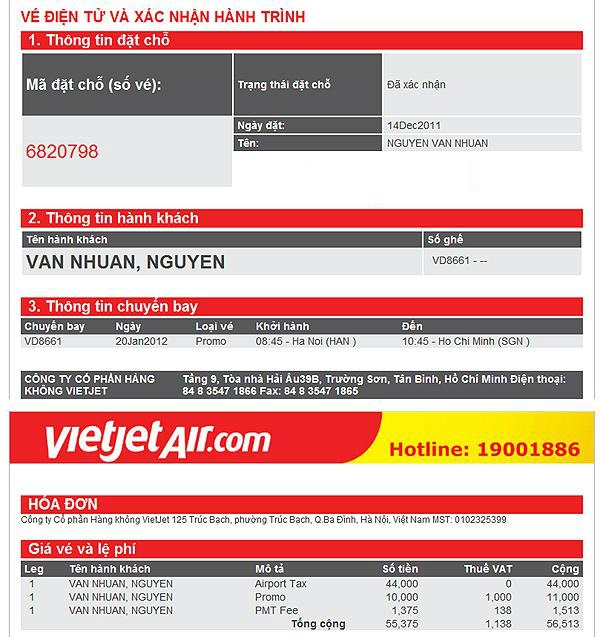 Vé máy bay điện tử chứa đầy đủ thông tin như vé giấy truyền thống 
