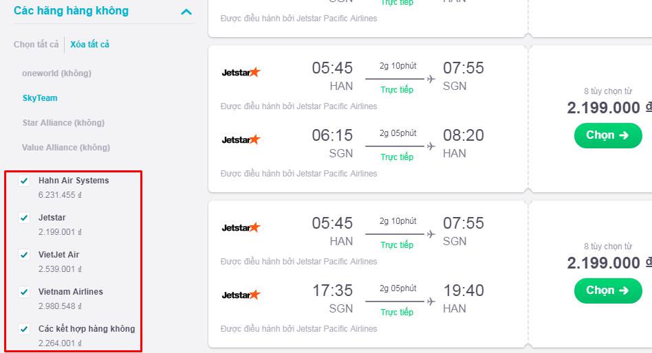 Sử dụng các website so sánh vé uy tín như Skyscanners hoặc Jetradar để tìm kiếm và so sánh vé