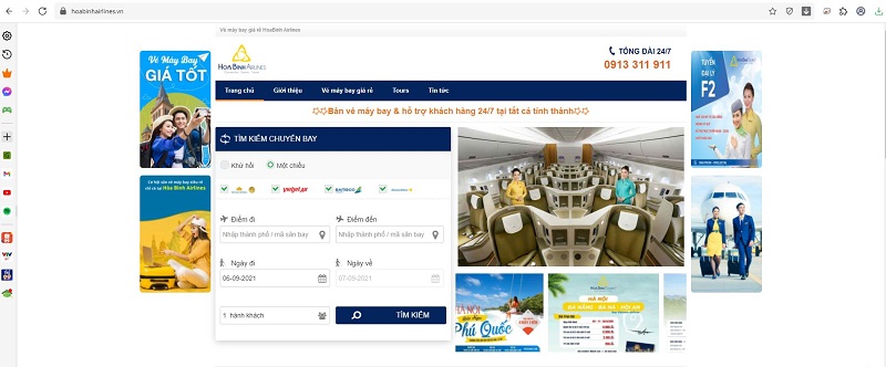 Đặt vé máy bay tại Hoabinh Airlines