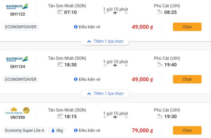 Săn vé máy bay giá rẻ từ HCM đến Quy Nhơn